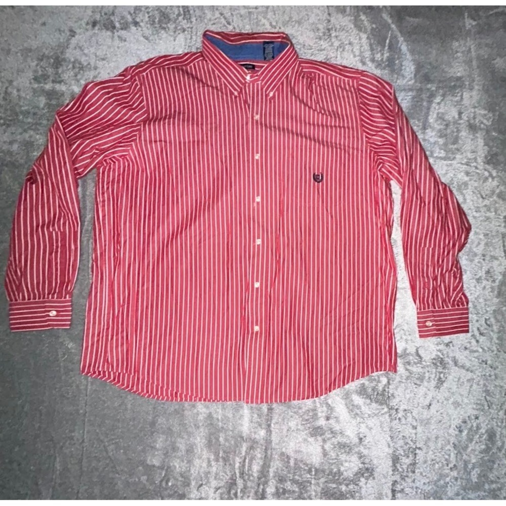 Men's Red Chaps Long Sleeve Button Up Shirt sz XXL